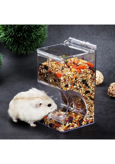 Pazly Pratik Otomatik Evcil Hayvan Besleyici, Şeffaf Plastik, 14x8x7cm, Kırmızı İçin Hamster Ve Kemirgenler