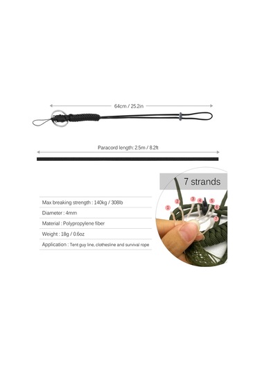 Fosenze Siyah 2.5m 4mm 140kg Dayanıklı Polipropilen Kurtarma Ipçik - Kamp, Botculuk, Anahtar, Telefon Vb. Çeşitli Kullanimlar İçin Siyah