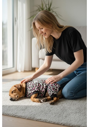 Miniş Pink Leopard Sweatshirt Küçük Irk Köpek Tulumu