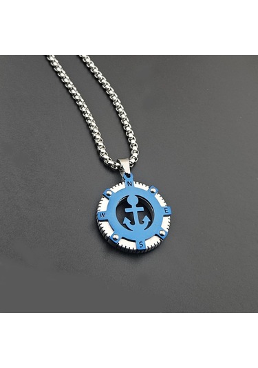 Pigado Paslanmaz Çelik Deniz Çapası Erkek Kolye Gri