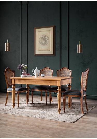 Kupa Torna Oymalı Ahşap Sandalye Ceviz