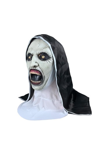 Cadılar Bayramı Lateks Tam Baş Maskesi Rahibe Korku Korkunç Cosplay Kostümü