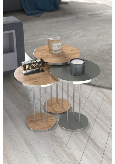 Zigon Sehpa Terra Gümüş Ceviz Antrasit