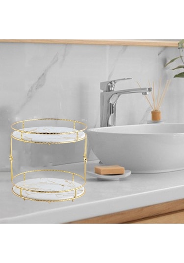 Suntek Magideal Seramik Depolama Tepsisi Çift Mermer Doku Yatak Beyaz