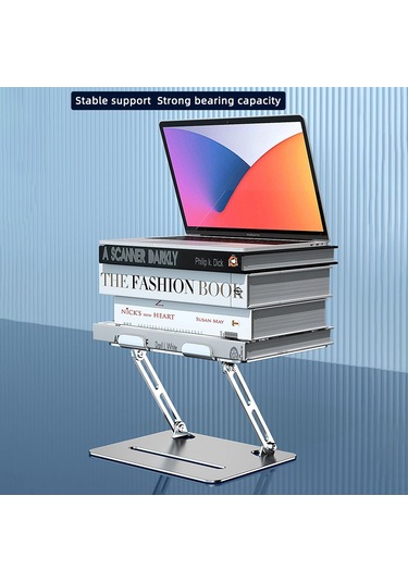 L307 Taşınabilir Dizüstü Bilgisayar Standı Yüksekliği Ayarlanabilir Soğutma Tasarımlı Metal Masaüstü Tutucu Gri