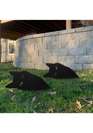 Vkemall Siyah Akrilik Kedi Figürü Bahçe Bahçe Dış Mekan Dekorasyonu