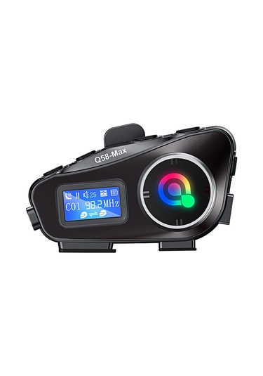 Q58-max Motosiklet Kask谋 Toz Ge莽irmez Telsiz Kulakl谋k Lcd Ekran M眉zik Payla艧谋m谋 Ve El Feneri 2 Yolcu 500m Telsiz