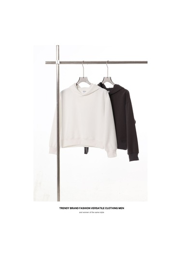 Edwardest 2025 Kadın Sonbahar Ve Kış Yeni Kalınlaştırılmış 350g Kısa Bayan Kapüşonlu Sweatshirt Kırmızı