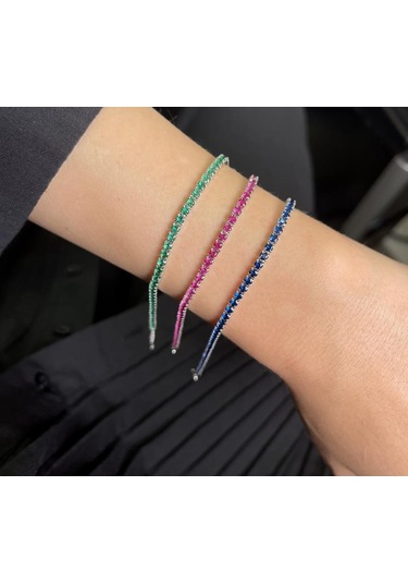 Silver Point Mavi Taşlı Suyolu Bileklik Gümüş