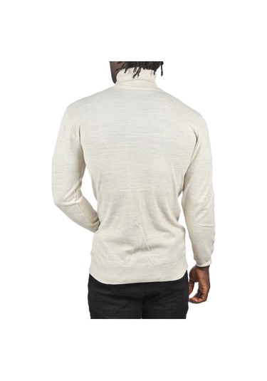 Deepsea Erkek Bej Slim Fit Baklava Desenli Tam Balıkçı Yaka Boğazlı Triko Balıkçı Yaka Kazak 2505507 Bej