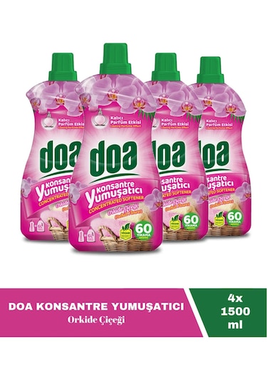 Doa Konsantre Çamaşır Yumuşatıcı Orkide 60 Yıkama 1500 Ml X 4 Adet 4'lü Set