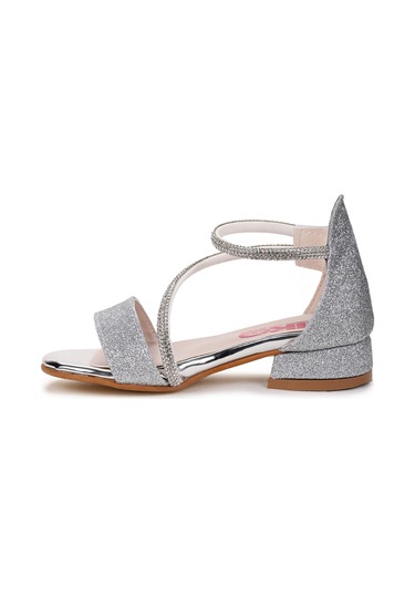 Kiko Kids Yada Kum Simli Kız Bebek 2 Cm Topuklu Sandalet Abiye Ayakkabı Gümüş Gümüş