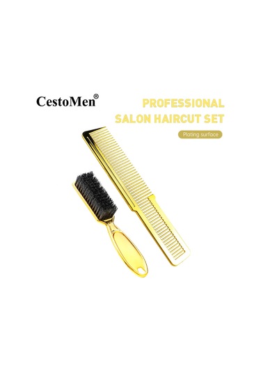 Berber Kesme Alet Takımı Süpürme Kırık Saç Boyun Fırçası Kesme Kesme Tarağı Altın Berber Fırça Ve Tarak Seti Erkekler İçin Kuaför