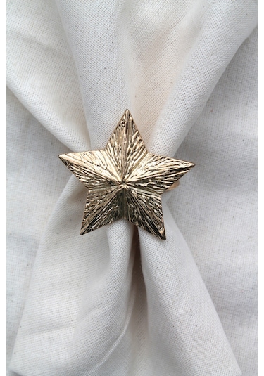 6 Adet Dekoratif Gold Star Nova Peçete Halkası - Napkin Ring