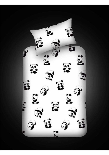 Eponj Home Pes Lastikli Çarşaf Seti Tek Kişilik B-W Panda