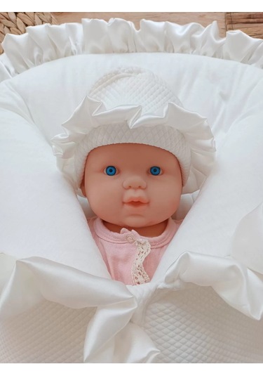 Yenidoğan Ultralüks Fermuarlı Ve Cepli Lucky Baby Nakışlı Bebek Battaniyesi Kundak Ekru Çok Renkli