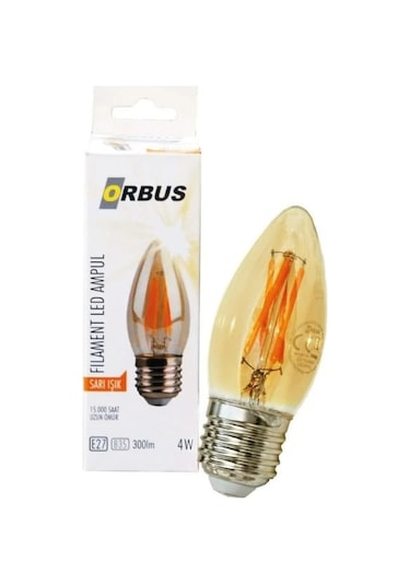 Orbus Rustik 4 Watt E27 Mum Ampul Dekoratif Led Amber 4 Adet