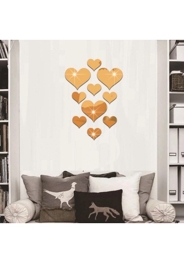 Altın 10 Adet Aşk Kalp Akrilik 3d Ayna Duvar Sticker Duvar Çıkartması Çıkarılabilir Çıkartmalar Diğer