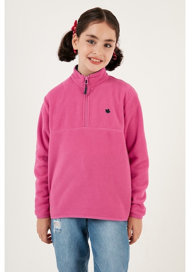 Lela Yumuşak Dokulu Fermuarlı Dik Yaka Şardonlu Kışlık Unisex Çocuk Polar 5905002 Fuşya