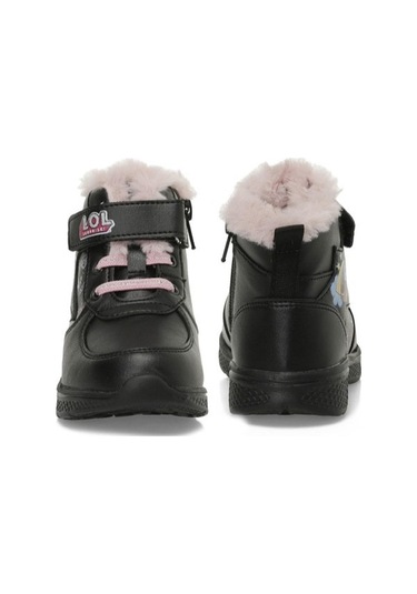 Lol Nepha Siyah Cırtlı Kürklü Fermuarlı Kız Çocuk Bot Siyah