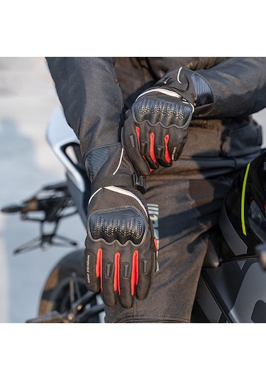 Reedark Kış Motosiklet Eldiveni - Dokunmatik Ekranlı Su Geçirmez Soğuk Hava Eldiveni Siyah-xl