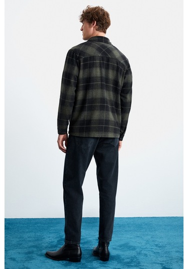 Sagan  Erkek Pamuk-polyester Gömlek Yaka Relaxed Oduncu Haki Gömlek