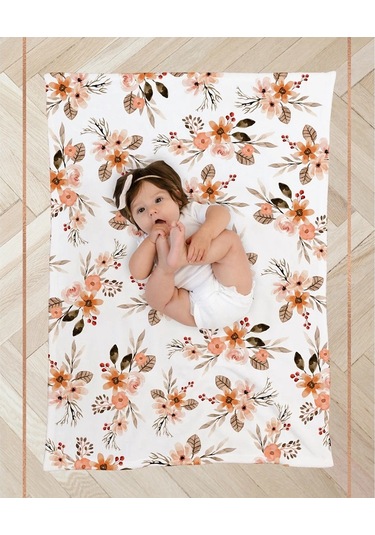 Sones Yeni Doğan Bebek Üç Parçalı Kundak Atkı Şapka Kafa Bandı Çiçek-4 Çok Renkli