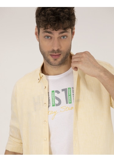 Pierre Cardin Erkek Sarı Gömlek Desenli 50265119-vr044