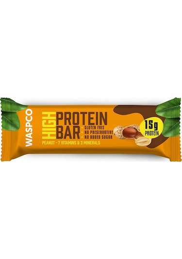 Waspco Yüksek Protein Bar - Yer Fıstık Ve Kakaolu 50g X 12 Adet