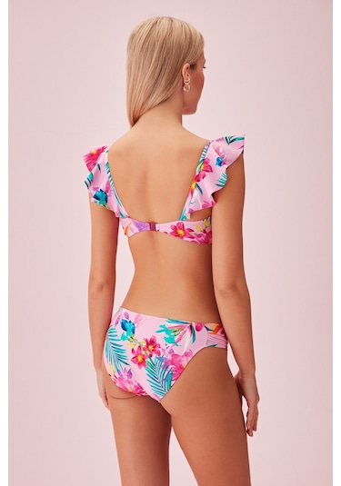 Suwen Volanlı Bralet Bikini Üst Sb24400p1317 Pembe Tropikal