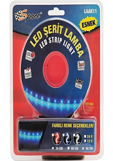 Ledli Şerit Lamba 12v Mavi 90cm / Laak11-14