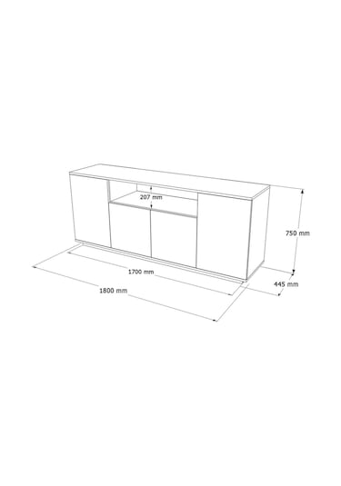 Future Konsol 4 Kapaklı Raflı 180cm Çam-antrasit Fr15-aa