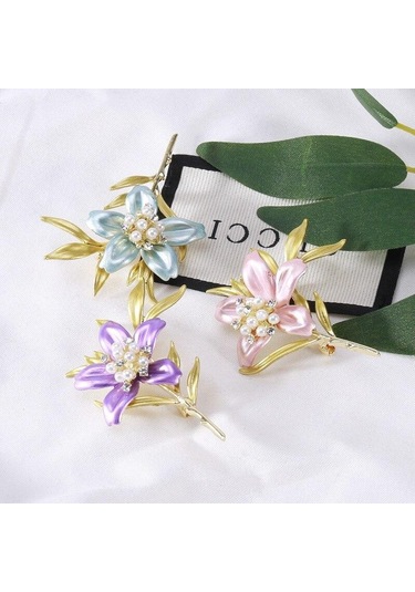 Mavi Blucome Yeni Sanatsal Şeftali Çiçeği Broş Nazik Taze Çiçek Bitki Pin Kadın Parti Ofis Broş Pin Hediyeler Mavi