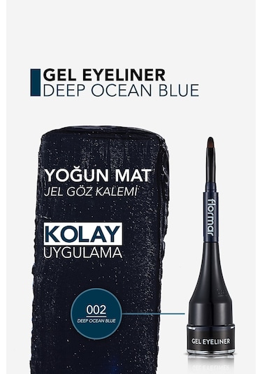 Flormar Özel Fırça Başlıklı Yoğun Pigmentli Mat Jel Eyeline -gel Eyeliner-02 Oceanblue-8690604591886