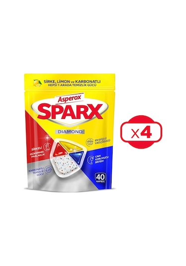 Asperox Sparx Diamond Bulaşık Makinesi Deterjanı 4 x 40 Tablet