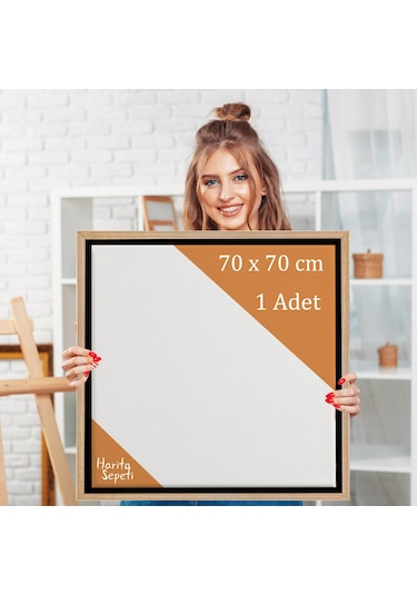 Gold Çerçeveli Tuval 70 x 70 CM Kare Profesyonel %100 Pamuk Boş Tablo
