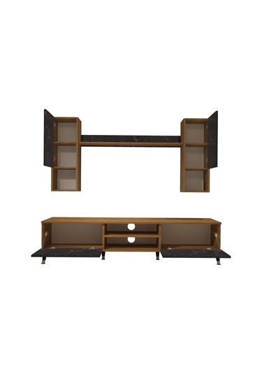 Decoraktiv Eko 5da Mdf Dvd Gold Tv Ünitesi Tv Sehpası Pera - Siyah Mermer