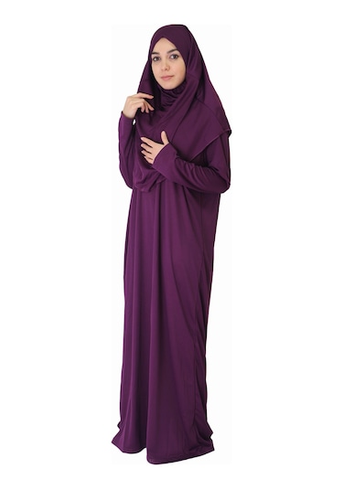 Koyu Mürdüm Fermuarsız Namaz Elbisesi