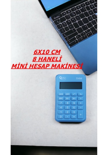 6x10 Cm 8 Hane Mini Hesap Makinesi Mavi Çok Renkli