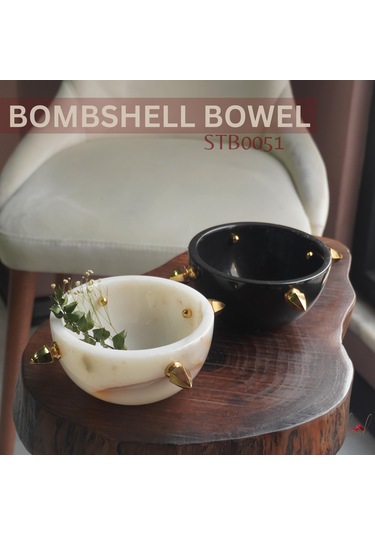 Lüks Mermer Kaseler Altın Aksanlı Ev Dekoru İçin 2'li Dekoratif