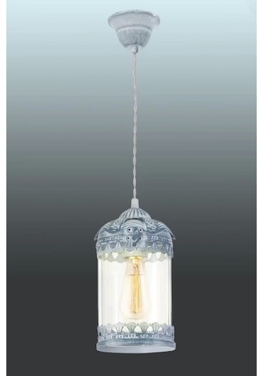 Eglo 49204 İç Mekan Langham Gri-mavi Renk Dökme Çelik Tekli Sarkıt Lamba Ip20 E27 Max: 1x60w Çap Gri Eskitme