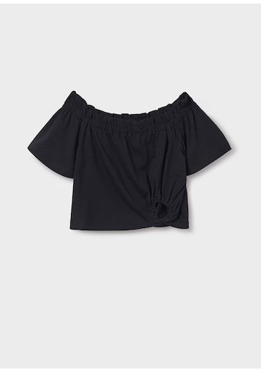 Mayoral Kız Çocuk Crop T-shirt 6028 Siyah