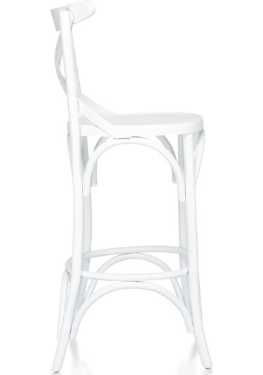 Thonet Ahşap Bar Sandalyesi Beyaz