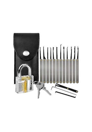 Valkyrie 15 Parça Bozuk Kilit Açma Seti + Şeffaf Asma Kilit