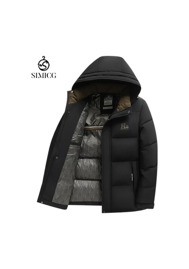 Yeni Gündelik İş Büyük Boy Erkek Pamuk Giysileri Kış İçin Siyah