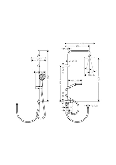 Hansgrohe Vernis Shape 230 Reno Duş Kolonu Satin Siyah