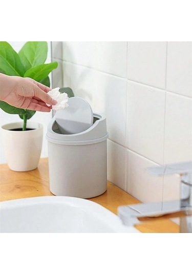 Hightower Mavi 1 Adet Mini Masaüstü Çöp Kutusu Kapaklı Polipropilen Ofis Çöp Sepeti Mavi