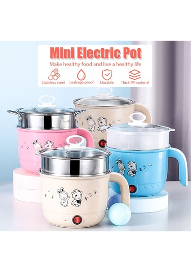 Monyee 1.8l Mini Elektrikli Tencere - Çay, Makarna, Yumurta Pişirme - 450w Düşük Güç - Avrupa Şarjı - Çelik Kısımlı - Mavi