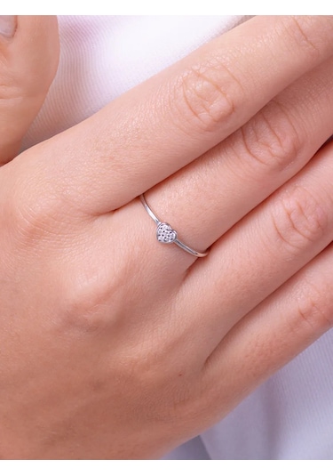 Torgovyj Dom Uvelir Holding 925 Ayar Gümüş Kalp Zirkon Taşlı Yüzük 242926800 Gri