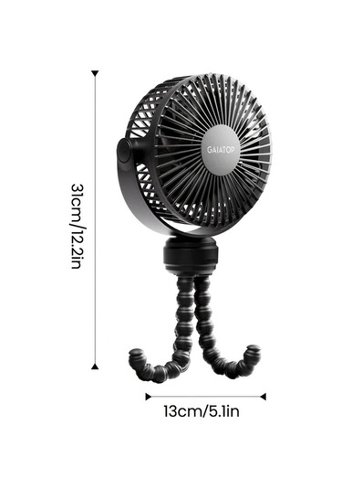 Boatshop1 Gaiatop Mini Taşınabilir Şarj Edilebilir Ahtapot Fan Siyah 3 Ayarlı 360 Dönebilir El Tipi